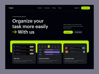 Task Management Website header landing page taskmanagement ui ui design web design website