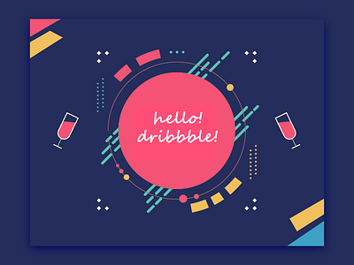 Hello Dribbble! branding celebration debut debut shot design flat giveaway icon illustration invite player