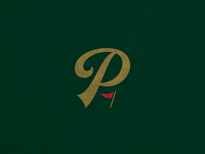 Putter P branding flag gold golf green icon logo mark mini golf oklahoma secondary mark texture tulsa type vintage