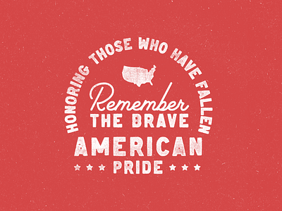Memorial Day Type america badge brave design fallen map pride red texture type typography usa vector vintage white