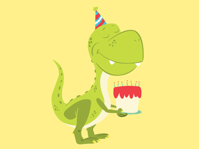 Dinosaur cake card dino dinosaur party vector