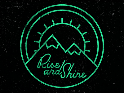 Rise and Shine badge icon line logo mountains rise shine sun texture