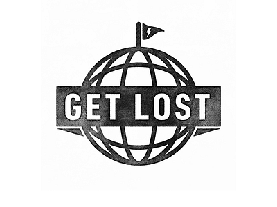 Get Lost badge explore global logo lost texture type world