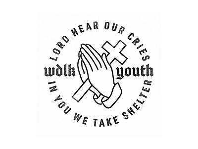Hear Our Cries badge cross hands icon jesus logo pray scripture shirt texture type youth