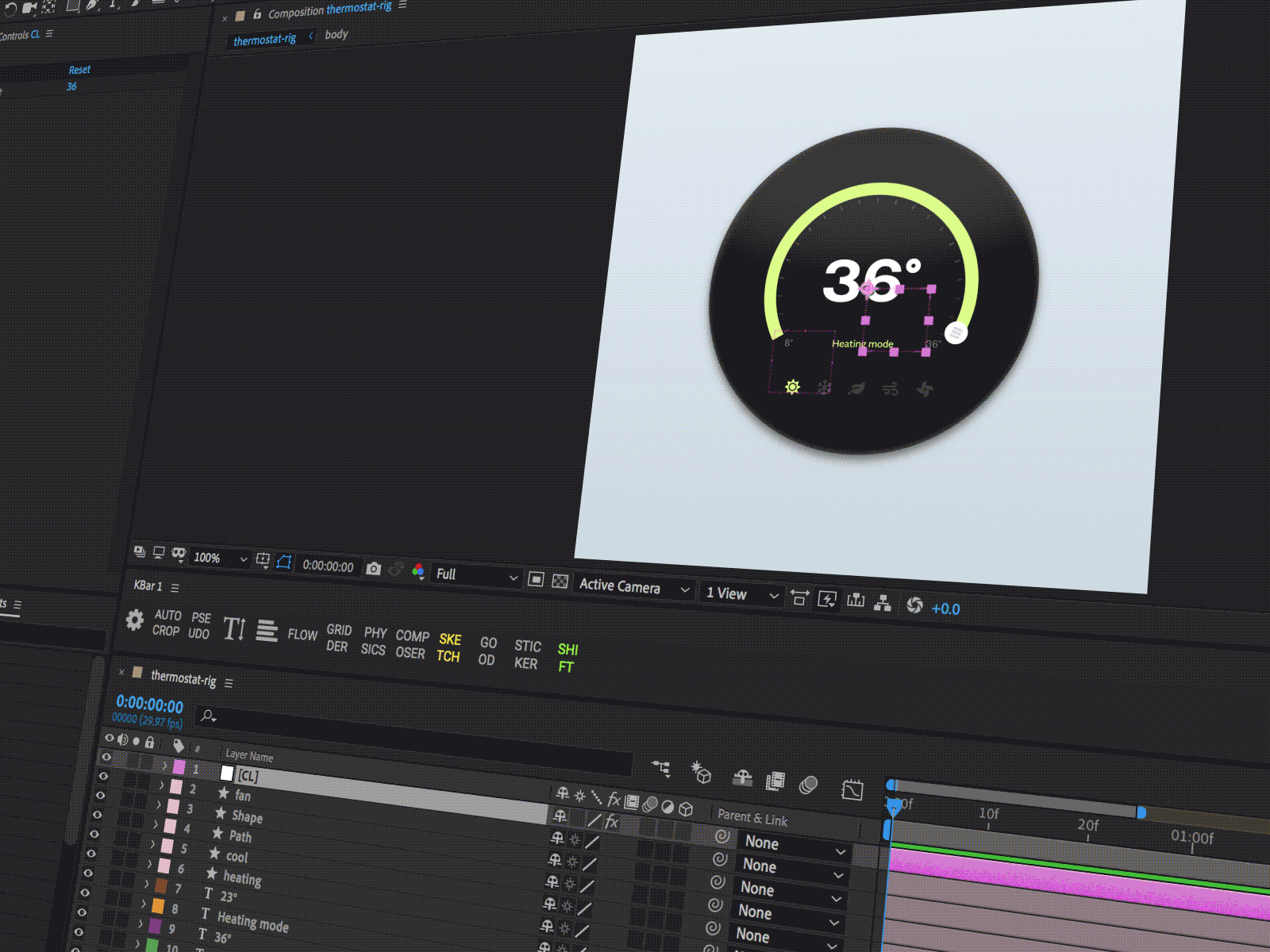 WIP #01 aftereffects glitch smart home smarthome thermostat ui wip