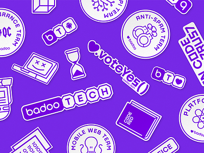 badoo_tech idetity badoo branding identity illustration it monochrome purple tech