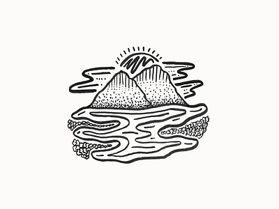 Mountain Sunset illustration micron mountains sunset