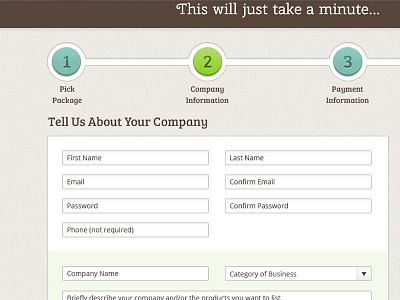 Listing Website Design form funnel info process sign up