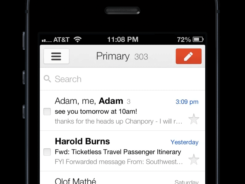 Gmail 2.0 Actions Bar Animation ios google gmail apple retina animation iphone