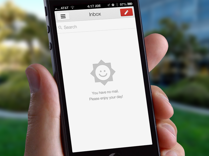 Gmail 2.0 Inbox Zero Easter Egg gmail ios google apple iphone retina ipad inbox app