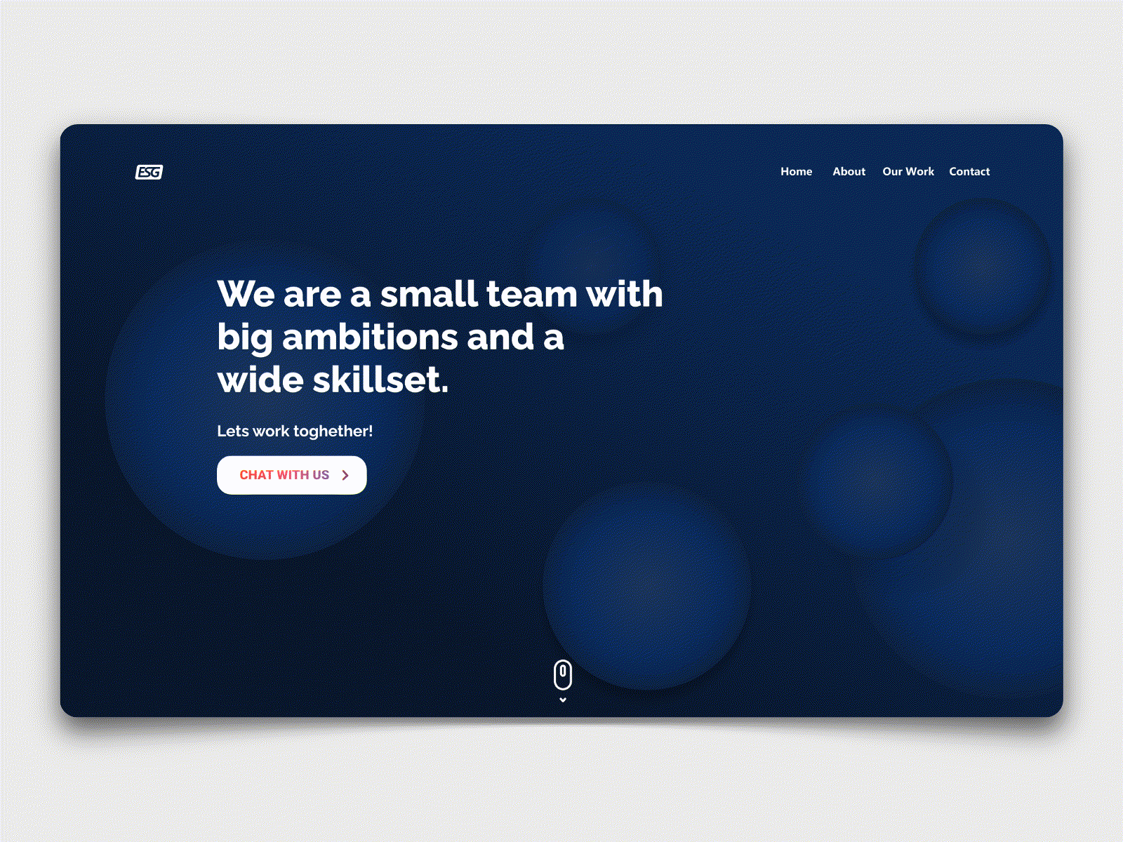 Landing site for a work in progress branding design frosted frosted glass minimalist website