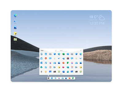 Windows 11 taskbar design. dock fluent fluent design redesing taskbar windows 10