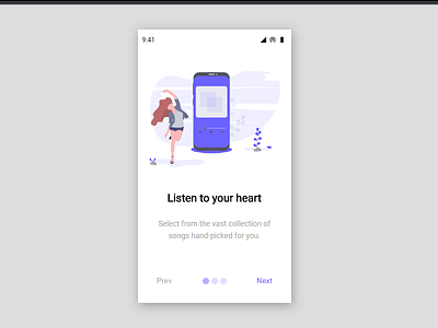 Clean Minimal Illustrated Onboarding Experience blue carousel clean minimal onboarding pagination screens. illustrations scroll slider web design