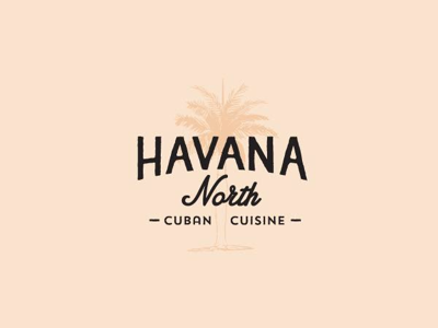 Havana North cuban handcrafted type handlettering illustration imperfect line drawing logo palm trees palms restaurant script