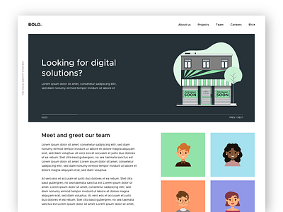 BOLD aesthetic branding homepage illustration simple slider typeface ui ux web design website