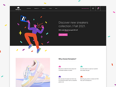 Honeybox - Homepage aesthetic dark e commerce homepage illustration simple theme ui ux web design website