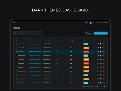 Dark themed dashboard