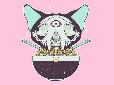 Cat Skull Ramen Noodle Bowl