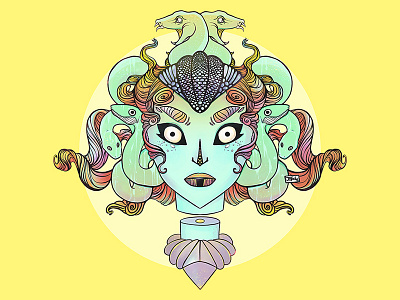 Medusa adobe draw apple pencil artwork blue digital art drawing illustration illustrator ipad ipad art procreate procreate app procreate art strange yellow