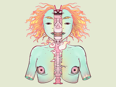 Skeleton Girl Illustration A0133
