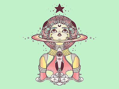 Astronaut Star Girl iPad Artwork apple pencil artwork astronaut astronauts digital art drawing girl girl illustration illustration illustrator ipad ipad art ipadart rocket stars tshirt design