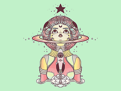 Astronaut Star Girl iPad Artwork