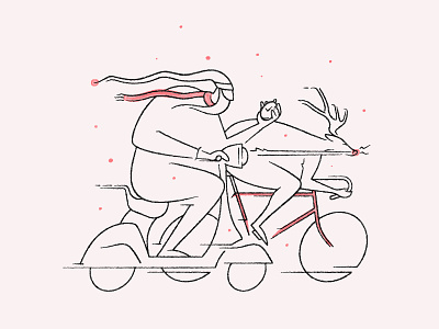 Training Day 2021 bike christmas cycle design graphic design illustration linework new year rudolph santa