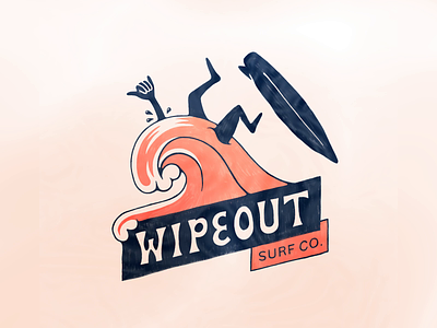 Wipeout Surf Co. branding design graphic design identity illustration lettering logo surf surfing typography vector