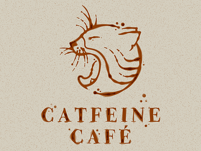 Catfeine Cafe Logo cat coffee coffee shop logo logos tiger