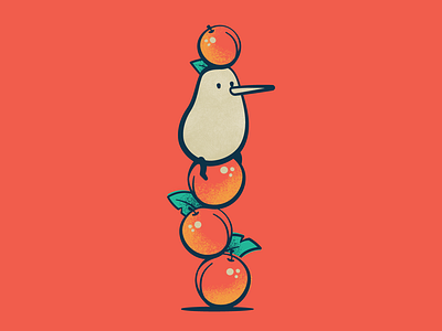 Fruit Stack balance bird branding cute design fun illustration kiwi logo sticker