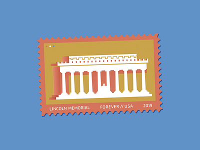 Lincoln Memorial Stamp graphic design identity illustration lincoln memorial stamp stamp design vector washington dc