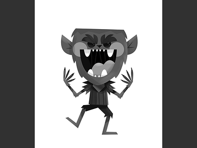 Monsters | Wolfy classic grey howl illustration monster old wolf