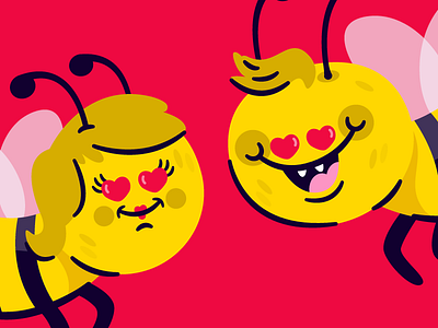 bee loved bee hearts illustration love love is in the air valentine valentines day