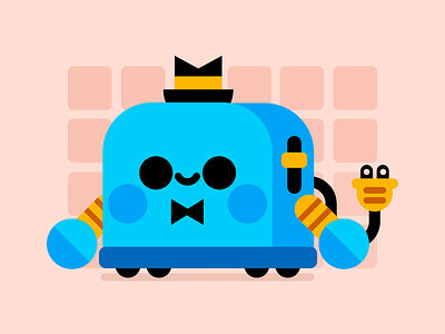 Toasty<3 character cute doodle happy toast toaster vector