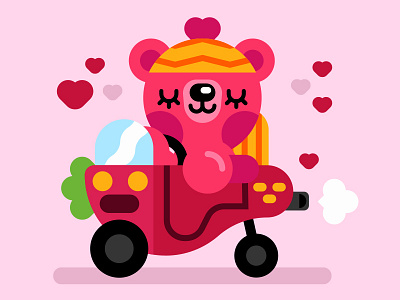 Tweedledee bear car character cute fruit love tweedlebop vector