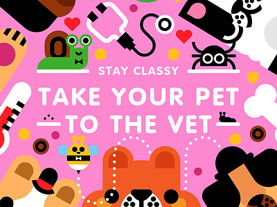 Take your pet to the vet cute dogs health illustration pets poster turtle vector vet veterinarian
