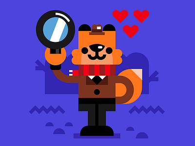 Foxy valentine animal bright character cute detective fox illustration kids love valentine vector