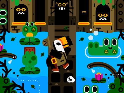 Temple of doom america animals characters cute illustration illustrator jungle kids toucan toucans vector