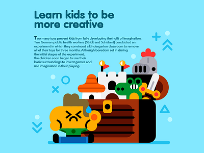 Learn kids to be more creative boy bright child cute editorial illustration illustrator kids knight toys vector