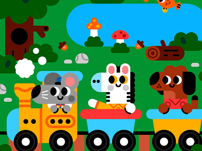 Choo choo animals book characters cute illustration illustrator kids kidsbook train vector