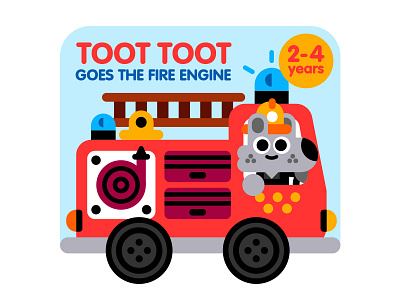 Toot toot goes the fire engine book character cute illustration illustrator job kawaii kids kidsbook kidslit wolf work
