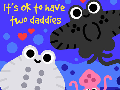 Having two daddies is A-OK! animals book character illustration illustrator kids kidslit love teach vector