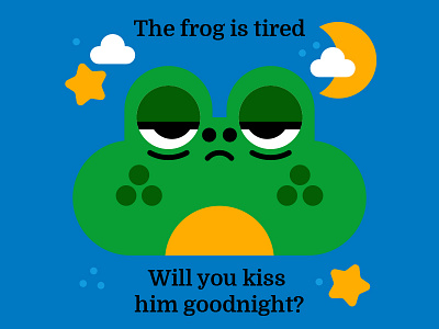 Tired frog amphibians animal boardbook frog illustration illustrator kidslit moon night sleep toddler vector