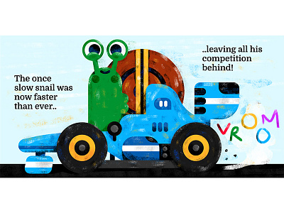 Super Snail! boardbook book car cute friday illustration illustrator kids kidsbook race racer snail