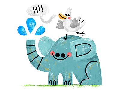 Good morning, y'all! book elephant fun grass happy illustration illustrator kids kidslit read texture water