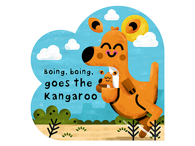 Boing, boing.. animals art australia bold book cute illustration illustrator kangaroo kids toddler