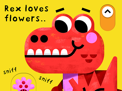 Rex art bright cute dino dinosaur flower flowers illustration illustrator kidslit love toddler