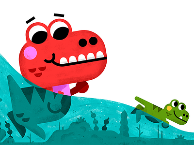 Dino paddle book cute dinosaur father fun illustration illustrator kids son toddler