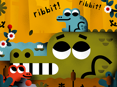 Amphibian partay! book croc cute drawing friendly happy illustration illustrator kids toddler warm