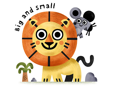 Big and small animals book illustration illustrator kidslit lion mouse texture toddler